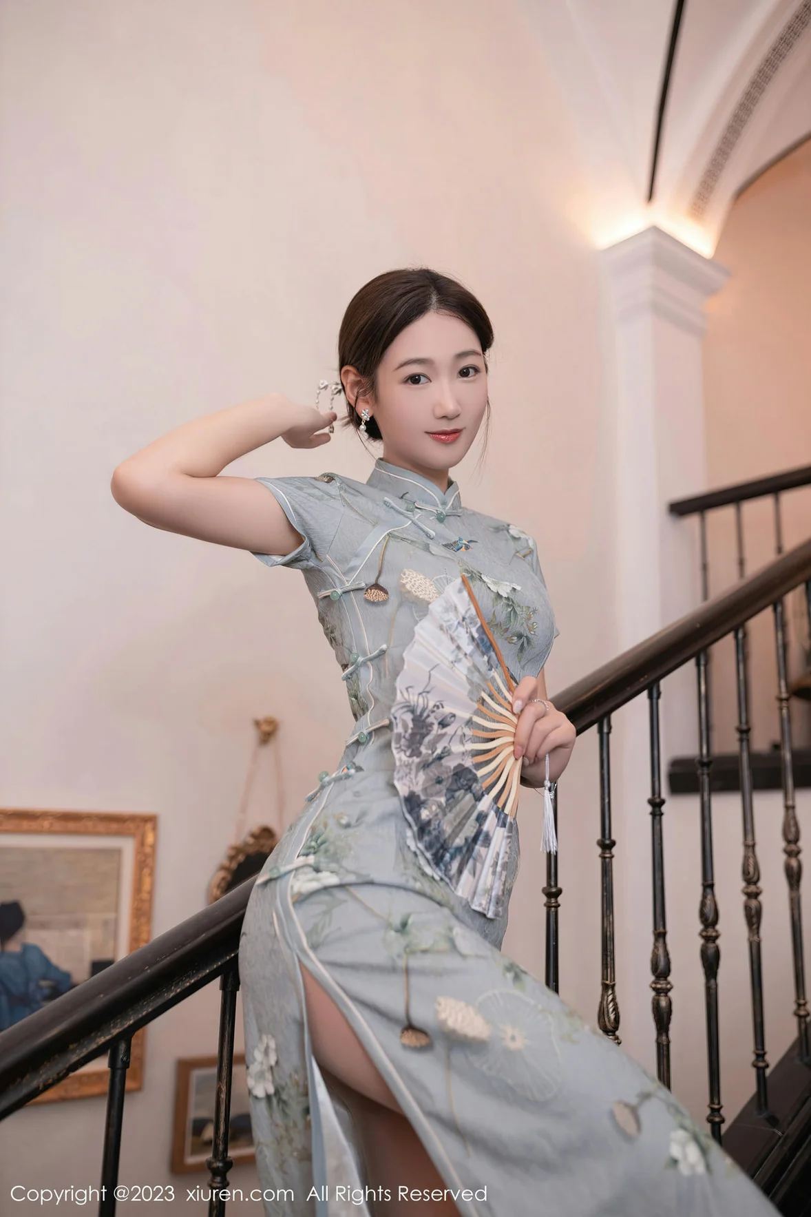 图片[6]-XiuRen 秀人 No.7232 唐安琪 绿灰色旗袍巴厘岛旅拍 [77P]-COS写真在线网