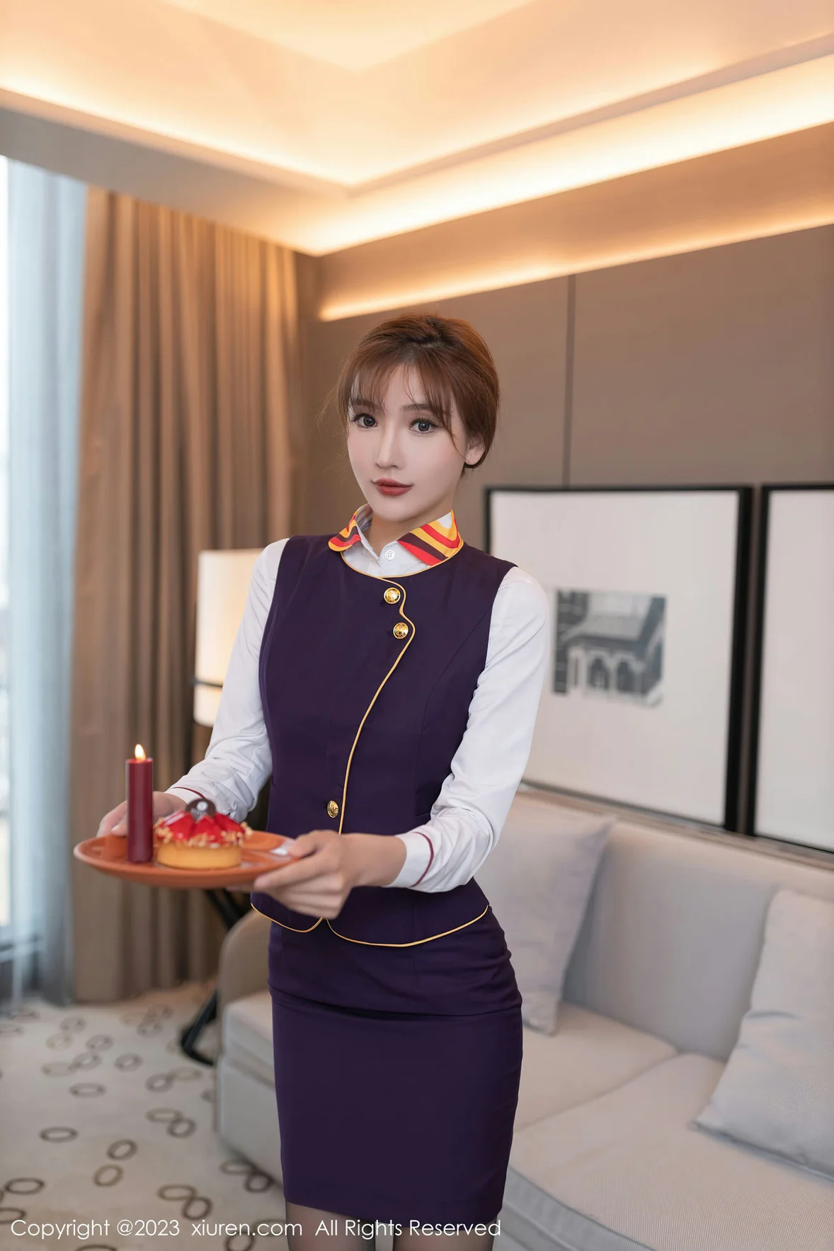 图片[2]-XiuRen 秀人 No.7248 陆萱萱 紫色空姐泰国旅拍 [80P]-COS写真在线网