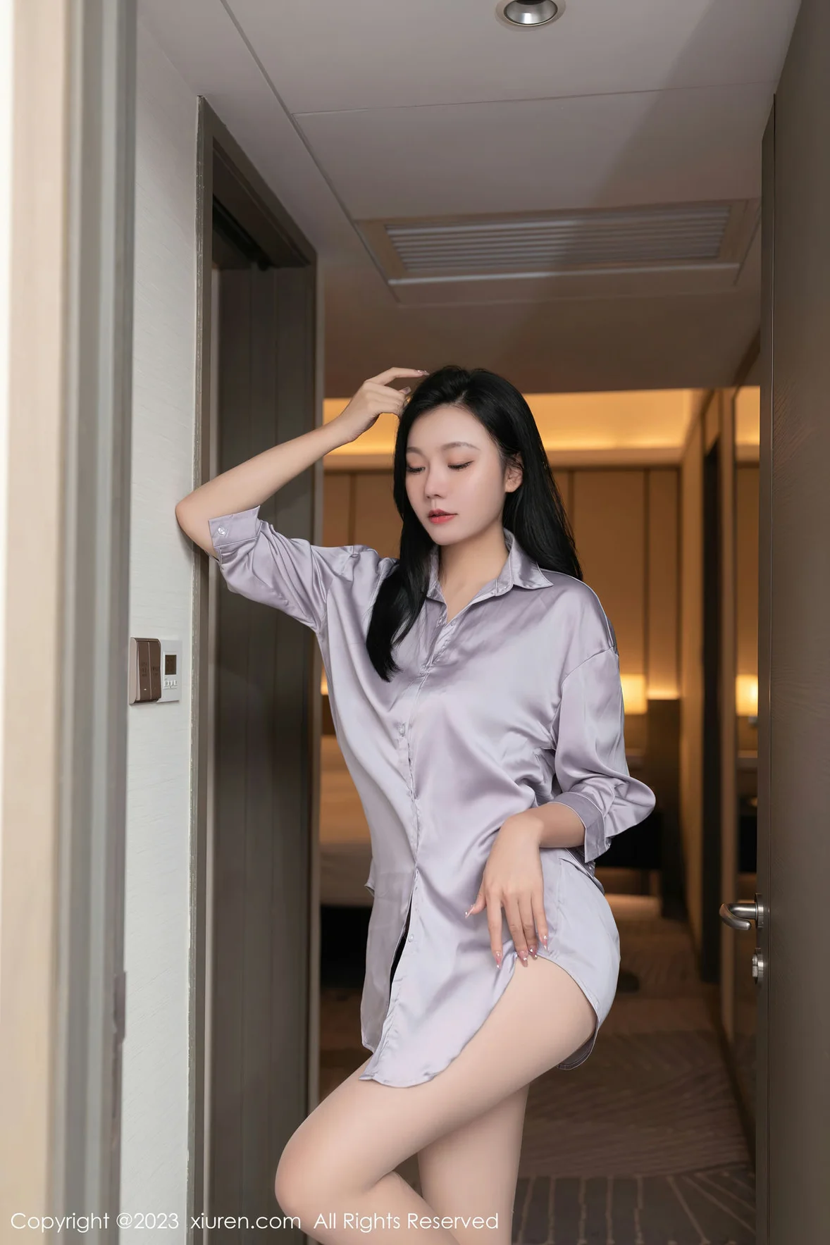 图片[3]-秀人网 No.7376 安然anran 浅色薄纱内衣性感写真 [77P]-COS写真在线网
