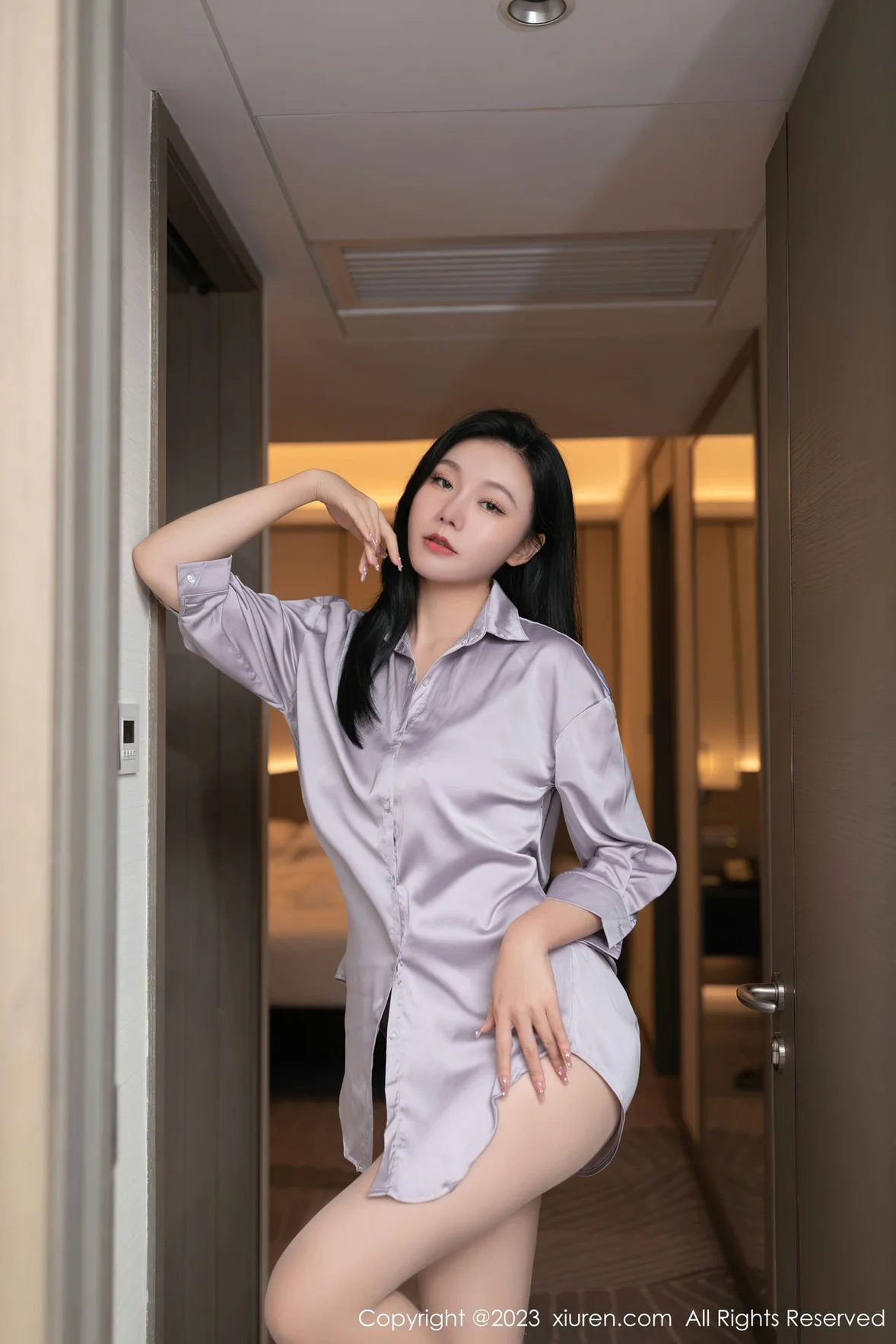 图片[2]-秀人网 No.7376 安然anran 浅色薄纱内衣性感写真 [77P]-COS写真在线网
