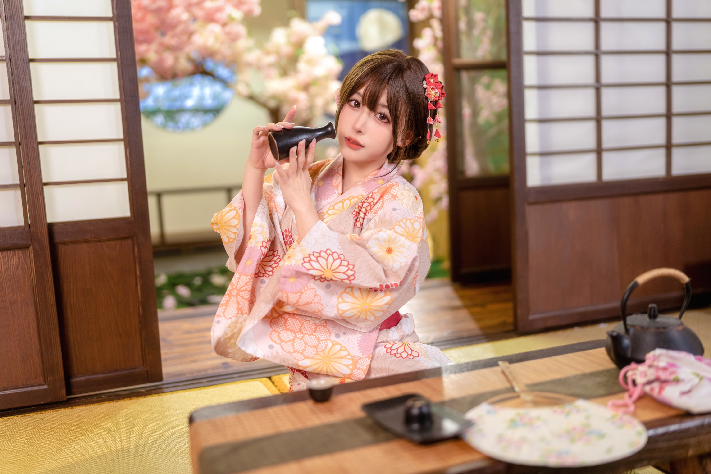 图片[4]-葡萄可尔必思 – 《樱花庭院和风浴衣》[23P]-COS写真在线网