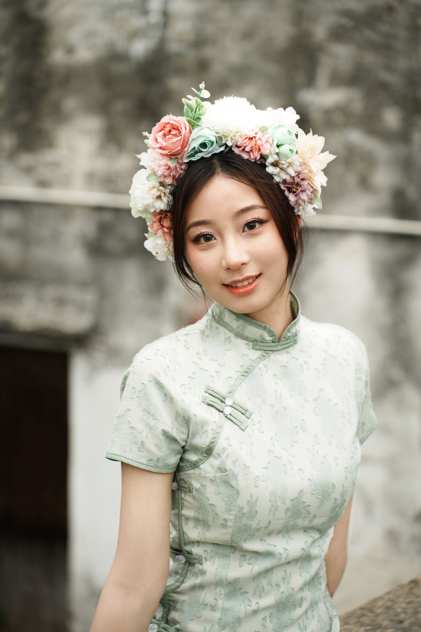 图片[5]-小u – 《绿色旗袍簪花》[17P]-COS写真在线网