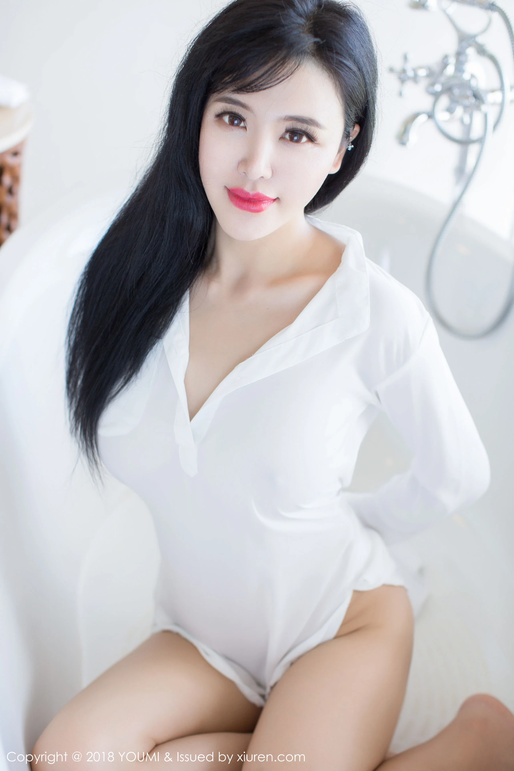 图片[5]-刘钰儿《白衬衫+黑色情趣内衣》 尤蜜荟YouMi Vol.107-COS写真在线网